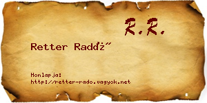 Retter Radó névjegykártya